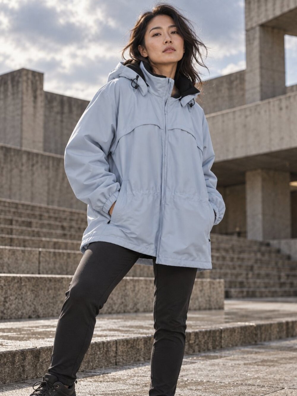 Pacific Trail Light Blue  Hooded Fleece Lined Coat - Women's Large - Zip